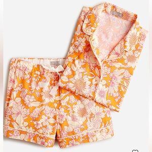 J. Crew Short-sleeve cotton poplin pajama set in orange floral